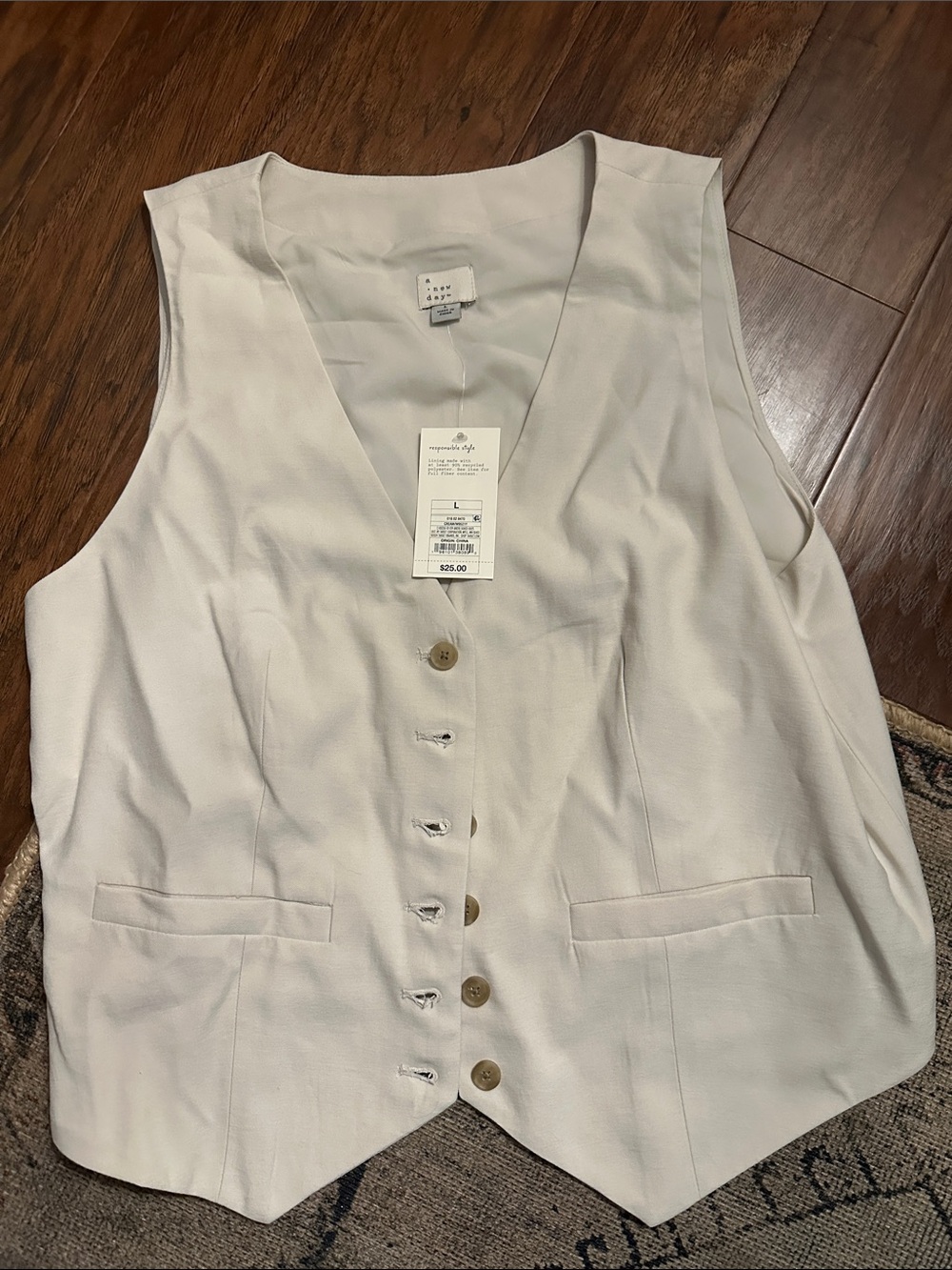 Target White Button Front Vest